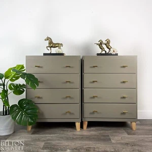 Pair of Four Drawer Chests of Drawers in Green Grey, Mid-Century - Picture 1 of 11