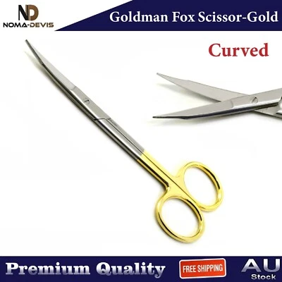 Micro tijeras quirúrgicas dentales Goldman Fox tijeras TC curvas doradas tijeras NUEVO Foto 1 de 4