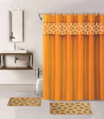 НАБОР ИЗ 4 ШТ КОВРИК ДЛЯ ВАННОЙ КОМНАТЫ КОВРИК ЗАНАВЕСКА ДЛЯ ДУША ТКАНЬ ПОКРЫТЫЕ КОЛЬЦА СМЕШАННЫЕ ЦВЕТА - Изображение 1 из 2