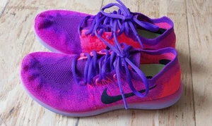 Nike Women's Free RN Flyknit UK 6 /24.5 cm - Fire Pink/Black-Hyper Grape-Racer P - Picture 1 of 24