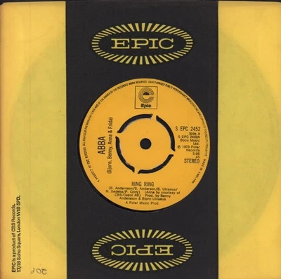 Abba Ring Ring 7" vinyl UK Epic 1973 Second issue 4 prong yellow label design in - Image 1 of 3