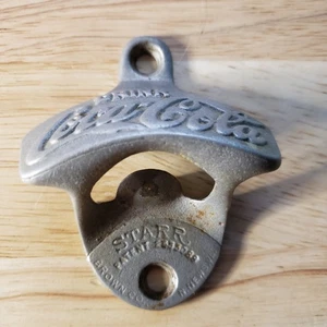 Vintage Coca-Cola Wall Mount Bottle Opener Starr X Brown Co USA Cast Metal 1940s - Picture 1 of 7