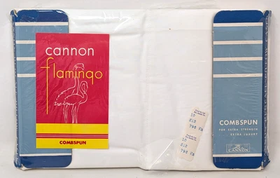 Vintage Cannon Mills Flamingo Combspun Percale 2 White Pillowcases 42 x 38 1/2" - Image 1 of 4