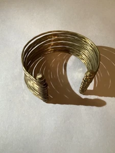 Brass Cuff Bangle Bracelet Wired Twisted Hammered Wide - Picture 1 of 6