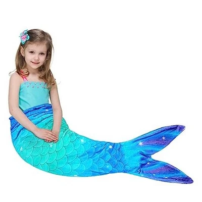  Manta cola de sirena - Mantas portátiles para niños y 55" x 24" azul y verde Foto 1 de 4