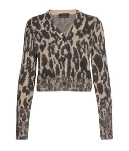 All Saints Pink Beige Leopard Wick Cropped Cardigan Size M Brand New RRP £159 - Picture 1 of 5