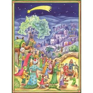 The Three Kings Before the Manger Nativity German Christmas Advent Calendar New - Picture 1 of 1