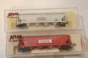 N SCALE 2 PC LOT ATLAS 5250 COVERED HOPPER " CONTINENTAL POLYMERS, INC " - Picture 1 of 3