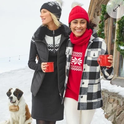 Talbots Plus Black White Buffalo Check Wool Blend Field Jacket 1X - Image 1 of 4