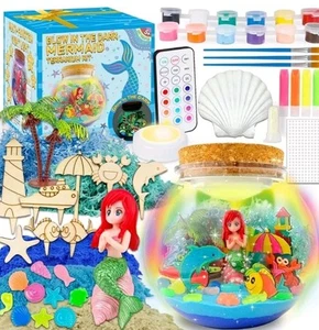 Kit Terrario Sirena con Luce Notturna LED Remota Fai da Te Artigianato Regali per Età 4+ Bambini - Foto 1 di 6