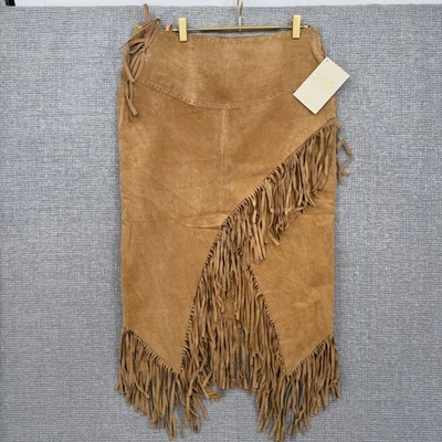 Falda midi Scully para mujer de gamuza con flecos Western Boho vaquera talla M tostada óxido antiguo Foto 1 de 4