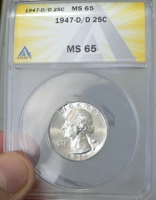 1947 D/D Washington Quarter ANACS MS65 RPM-001 D/D east Wexler's Best of RPMs.   - Image 1 of 4