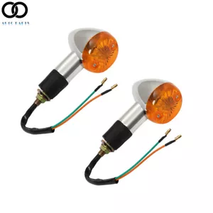 2×Chrome Amber Front Rear Turn Signal Blinker Indicator Light For Motorcycle - Picture 1 of 10