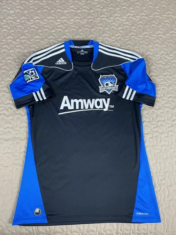 San Jose Earthquakes 2010 MLS Soccer Jersey Mens Sz L Black Futbol Climacool Cover