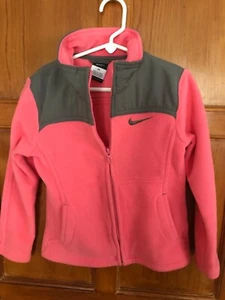 NIKE GIRL'S SZ 6X PINK w GRAY FLEECE JACKET Full Zip Front & Pockets - Picture 1 of 6