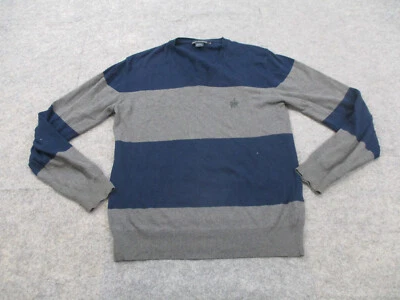 Suéter French Connection Para Hombre Pequeño Azul Gris Rayas Cuello en V Pullover Adulto Foto 1 de 4
