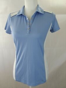 New Izod Golf Womens XS polo shirt light blue white nwt
