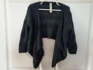 Girls Cherokee Knit Cardigan Sequin Sparkle Sweater Size X Small 4/5 Black - Picture 1 of 12