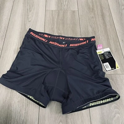 Shorts de ciclismo feminino grande preto acolchoado roupa ativa bicicleta elástica novo com etiquetas Nishiki - Imagem 1 de 4