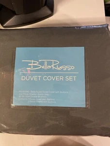 Bella Russo QUEEN Duvet Cover Set w/2 Pillow Shams, Storm (Dark) Gray, BRAND NEW - Picture 1 of 4