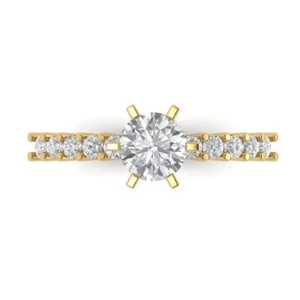 1.05Ct Round Cut VVS1 Zirconia Diamond Dainty Designer Ring, 14K Yellow Gold - Picture 1 of 11