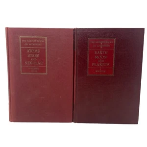 2 Vintage The Harvard Bücher über Astronomie Atome Sterne Nebel Erde Mond Planeten - Bild 1 von 9