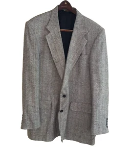 VINTAGE TAILORS ROW FINERY TWEED SPORT COAT BLAZER MENS 46L BEIGE MADE IN USA - Picture 1 of 24