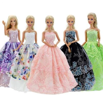 	5Pcs Handmade Clothes Dress for Barbie Doll Wedding Party Dresses Gown Outfit	 - Image 1 of 4