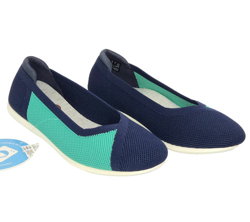 Scarpe ballerine Clarks Cloudsteppers Carly Wish blu navy verde in maglia taglia 10 W