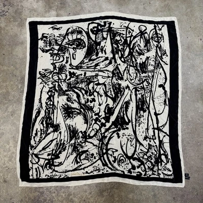 Bufanda de seda vintage Jackson Pollck museo de arte moderno años 80 90 salpicaduras de pintura Foto 1 de 4