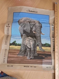 Gobelin Tapestry Canvas Elephant 40x 50 New Unused - Picture 1 of 4