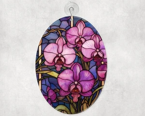 Atrapasol de vidrio de orquídea rosa, 2 opciones de forma - Imagen 1 de 4