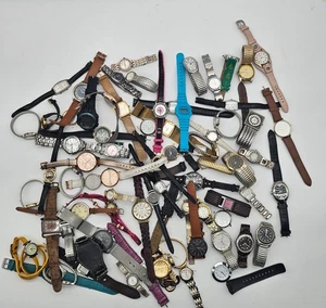 6 lbs Various Brands Untested Quartz Watches Mens Womens Parts/Repair 72 Watches - Picture 1 of 10