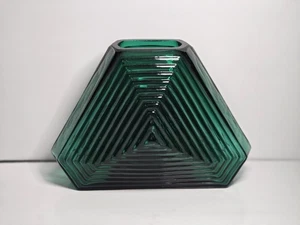 Blenko Glas Vase geometrische Pyramidenvase MCM blau smaragdgrün  - Bild 1 von 22