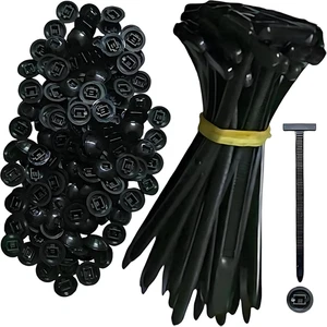 100PCS Nylon Universal Cable Tie Buckle, Heavy Duty Self-Locking Zip Ties Holder - Picture 1 of 12