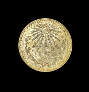 1940 M Mexico Silver Un 1 Peso UNC Uncirculated-TONED-(bin63924F) - Picture 1 of 2