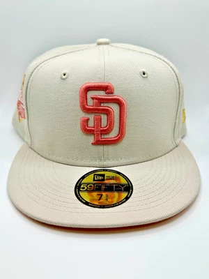 Sombrero ajustado New Era 59Fifty exclusivo de los Padres de San Diego oro rosa 7 3/4 Foto 1 de 4
