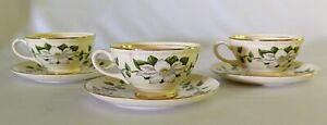 Vintage Homer Lauglin Eggshell Georgian Cotillion Magnolia Cup And Saucers Set 3
