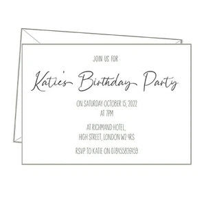 INVITATIONS X10, personalised - birthday party anniversary hen stag adults grey - Picture 1 of 10