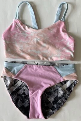 Ivivva Pastel Reversible Bathing Suit Bikini Top & Bottoms Probably Size Girls 6 - Image 1 of 4