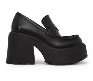 Windsor Smith Womens Black Platform Shoes Leather Loafers - Spolied - Picture 1 of 9