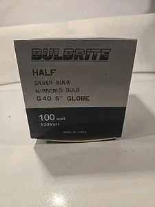 BULBRITE HALF SILVER BULB G40 5" GLOBE 100W MIRRORED BULB - Picture 1 of 3