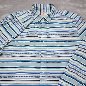 Surf Pendleton Shirt Mens Large Blue Stripe Long Sleeve Button Up Surf Board - Picture 1 of 9