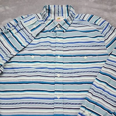 Surf Pendleton Shirt Mens Large Blue Stripe Long Sleeve Button Up Surf Board - Image 1 of 4