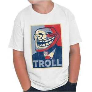 Troll Face Funny President Political Meme Youth Crewneck T Shirts Boy or Girl - Picture 1 of 9