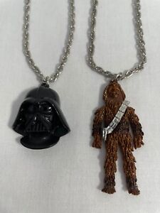 Vintage Star Wars 1977 Chewbacca & Darth Vader Necklace with Chain