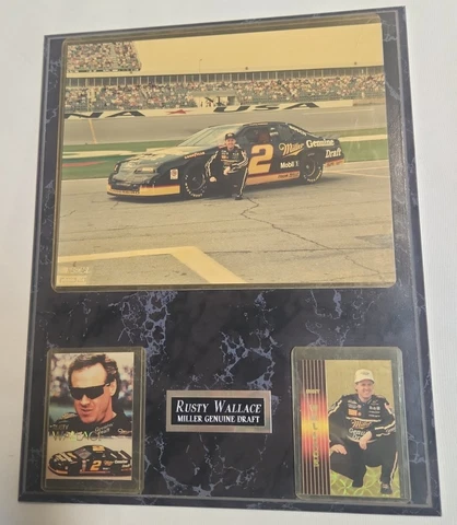Rusty Wallace #2 Miller Genuine Draft Plaque Photo With Cards 15" x  12" Cover