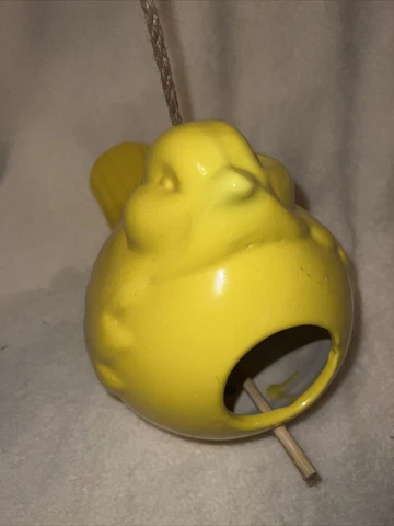 ceramic bird house Yellow Canary Twin Hanger Wood Resting Bar Cover