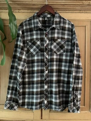 Rusty Australian | Black White Flannel | Long Sleeve Button Shirt | Mens Size L - Image 1 of 4