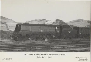 Eisenbahn Fotodruck SR WC 34011 Tavistock Ilfracombe 1959 Bulleid Pacific Lok - Bild 1 von 1
